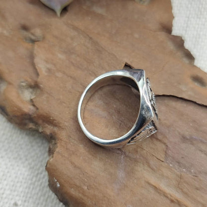 Anello chevalier con simboli in argento 925 - HOPE