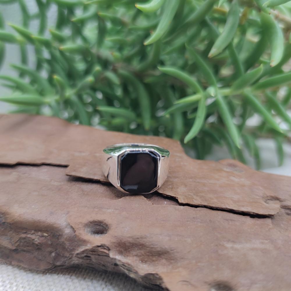 ANELLO chevalier in argento 925 con pietra - MAURICE