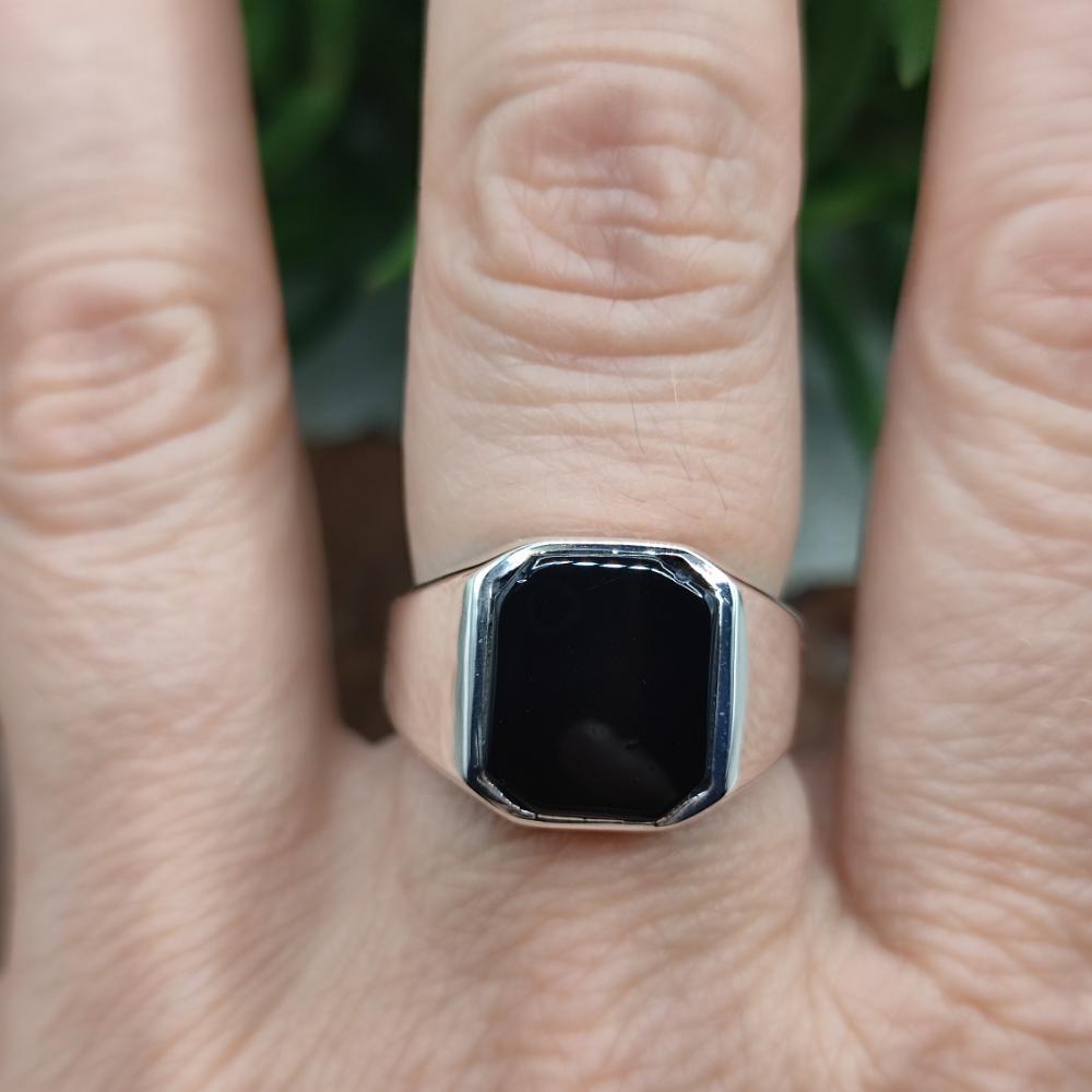 ANELLO chevalier in argento 925 con pietra - MAURICE