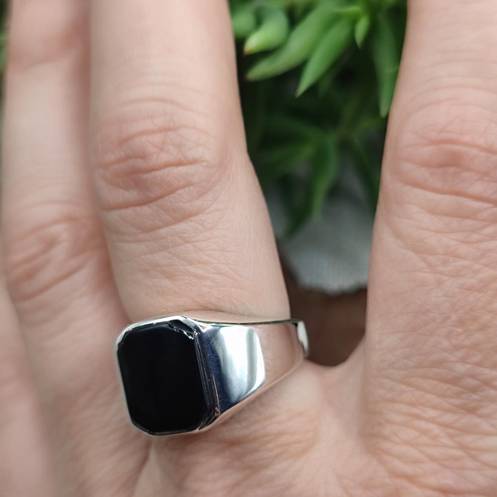 ANELLO chevalier in argento 925 con pietra - MAURICE