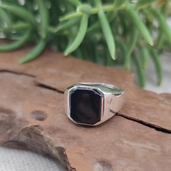 ANELLO chevalier in argento 925 con pietra - MAURICE