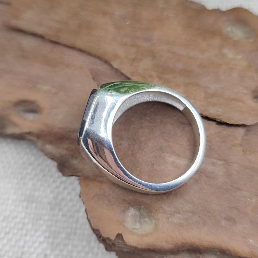 ANELLO chevalier in argento 925 con pietra - MAURICE