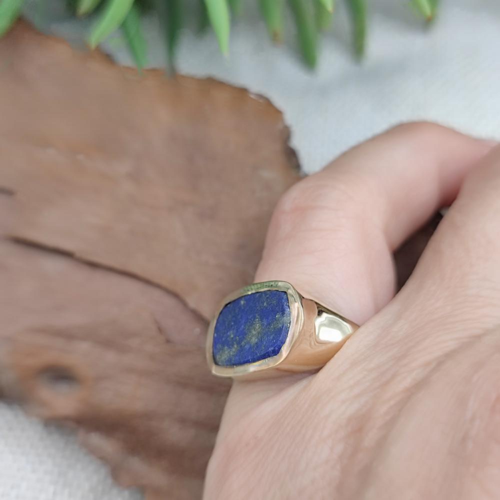 ANELLO chevalier in bronzo giallo con pietra - MIANSUR#misura_12.5