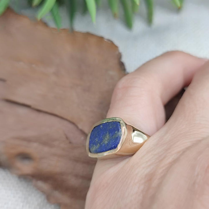 ANELLO chevalier in bronzo giallo con pietra - MIANSUR#misura_12.5