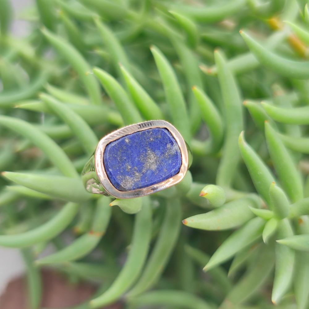 ANELLO chevalier in bronzo giallo con pietra - MIANSUR#misura_12.5
