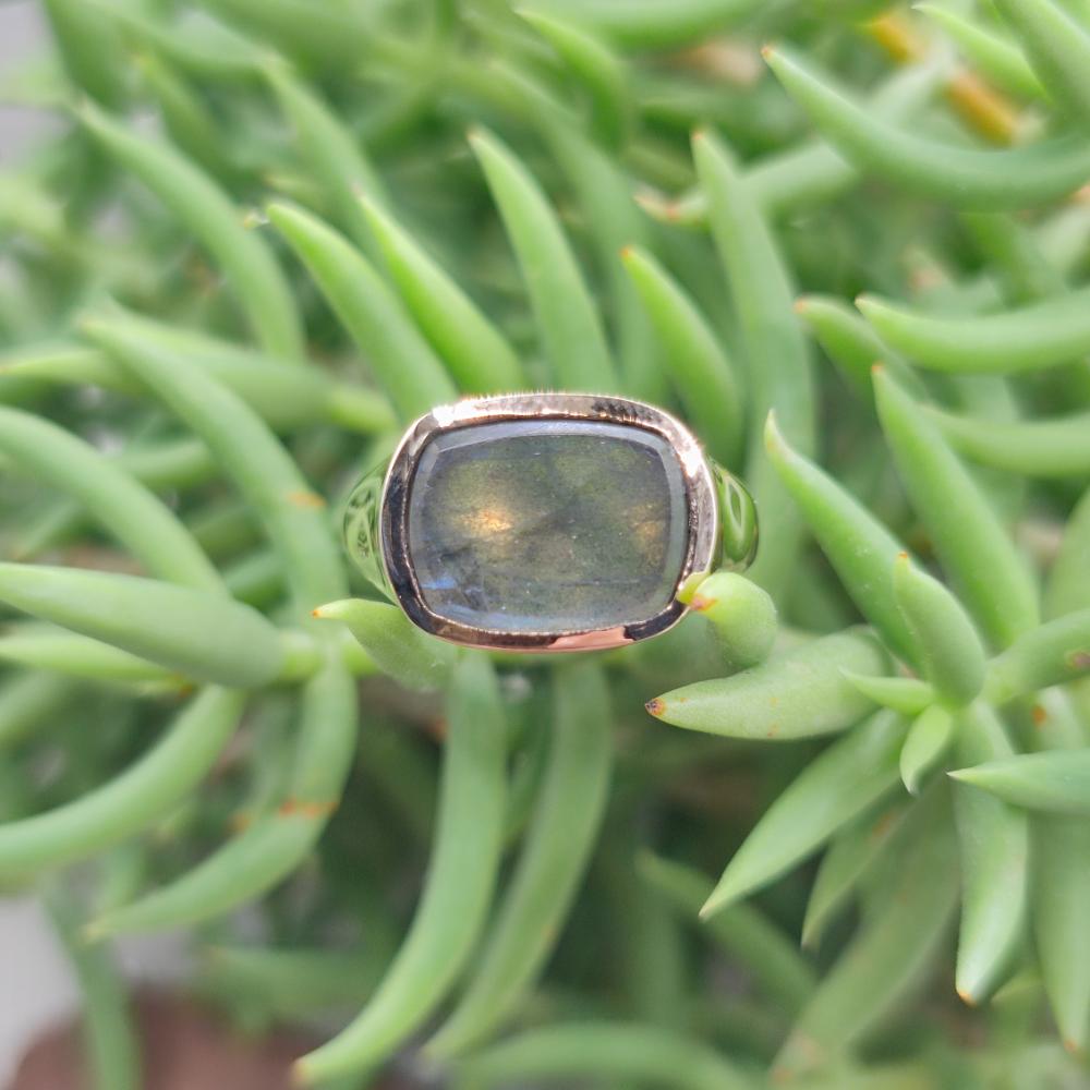 ANELLO chevalier in bronzo giallo con pietra - MIANSUR#misura_16