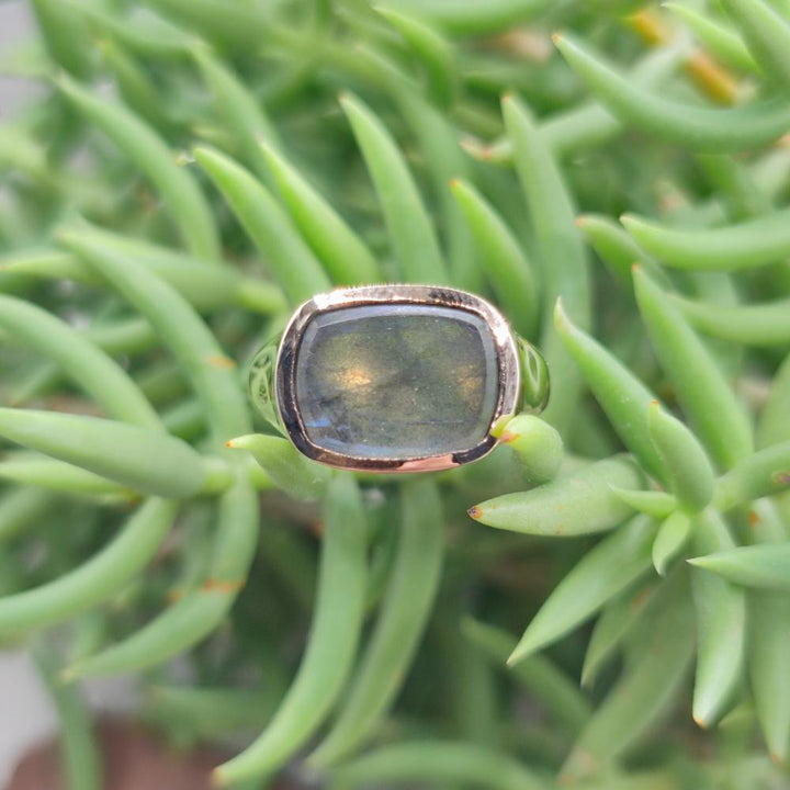 ANELLO chevalier in bronzo giallo con pietra - MIANSUR#misura_16