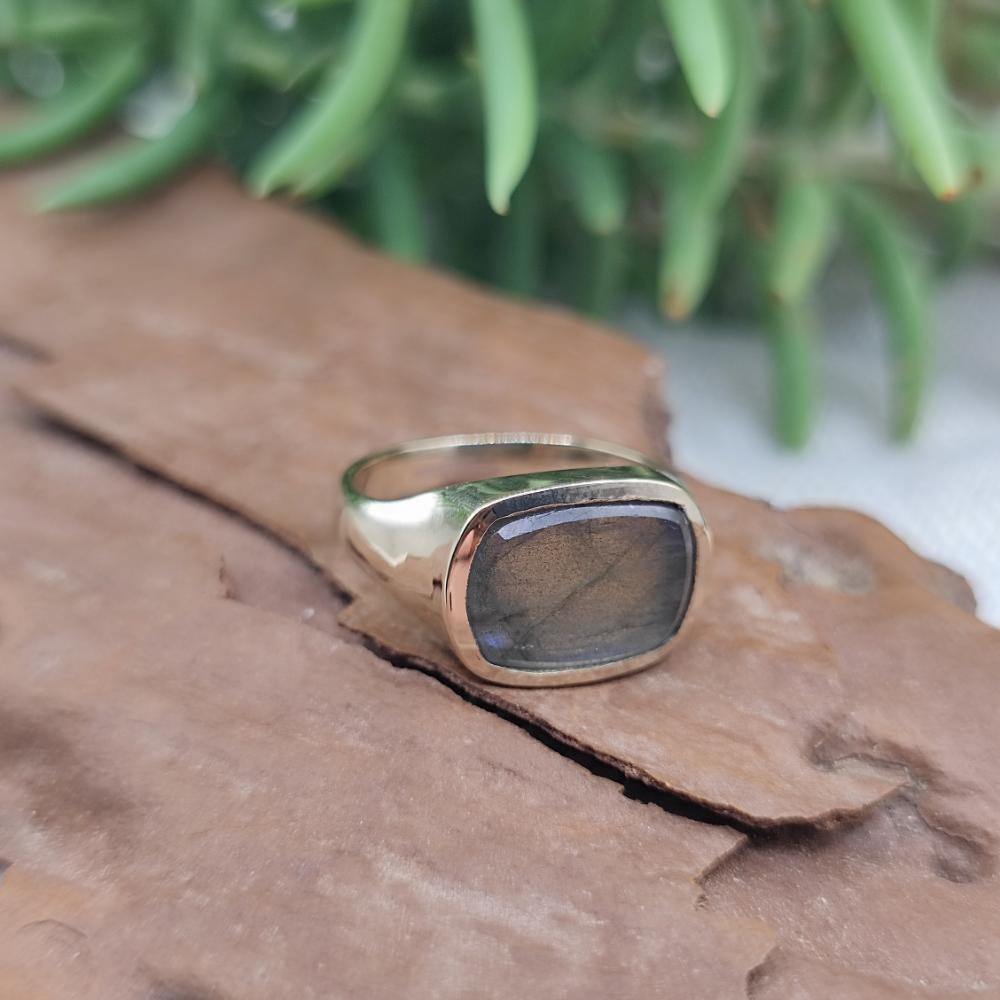 ANELLO chevalier in bronzo giallo con pietra - MIANSUR#misura_16