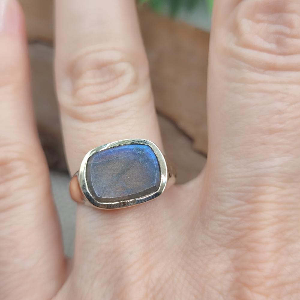 ANELLO chevalier in bronzo giallo con pietra - MIANSUR#misura_16