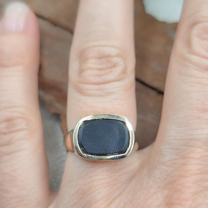 ANELLO chevalier in bronzo giallo con pietra - MIANSUR#misura_13