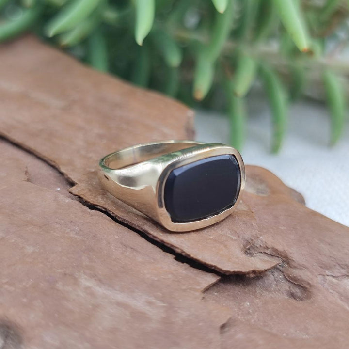 ANELLO chevalier in bronzo giallo con pietra - MIANSUR#misura_13