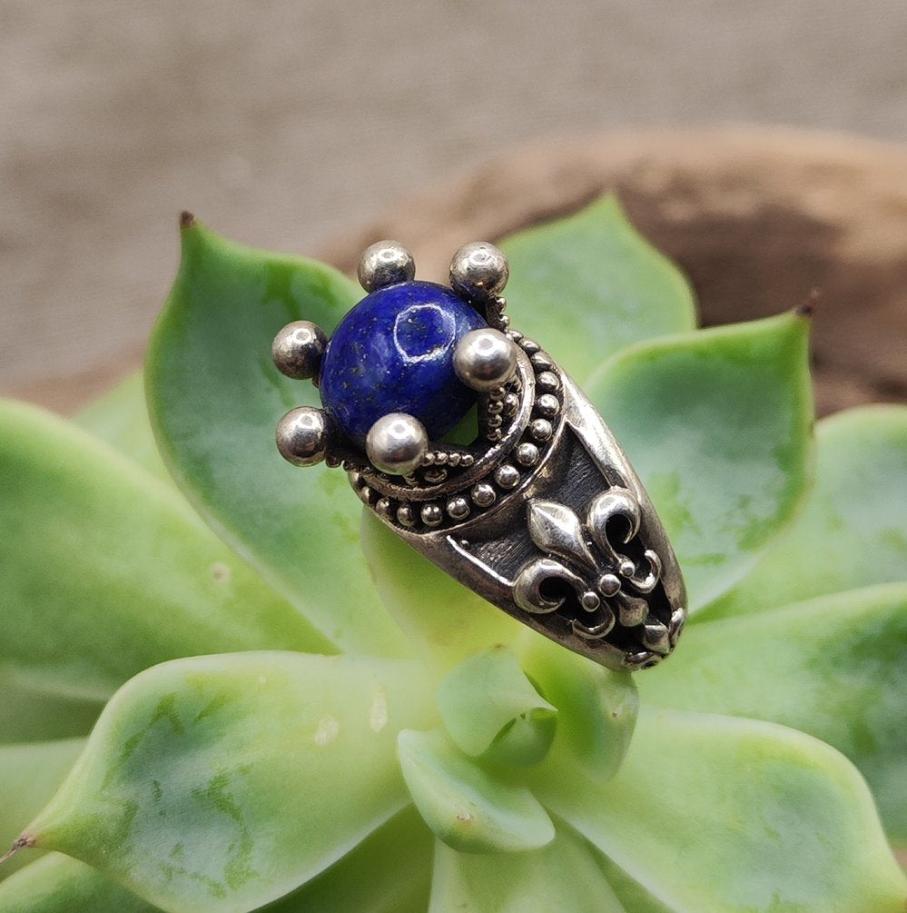 Anello corona in argento 925 con pietra - QUEEN – lapislazzuli