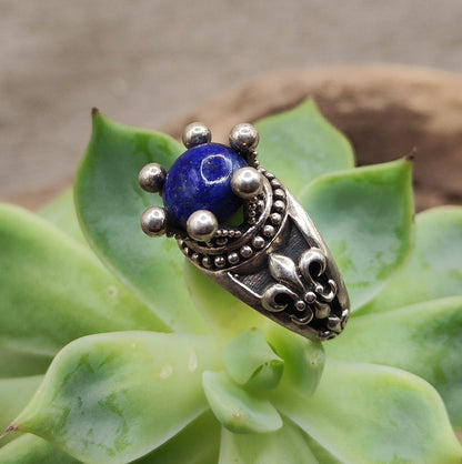 Anello corona in argento 925 con pietra - QUEEN – lapislazzuli