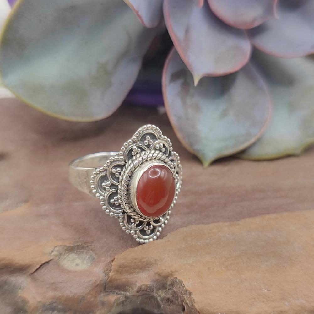 Anello etnico in argento 925 con pietra - BETHAMCHERLA