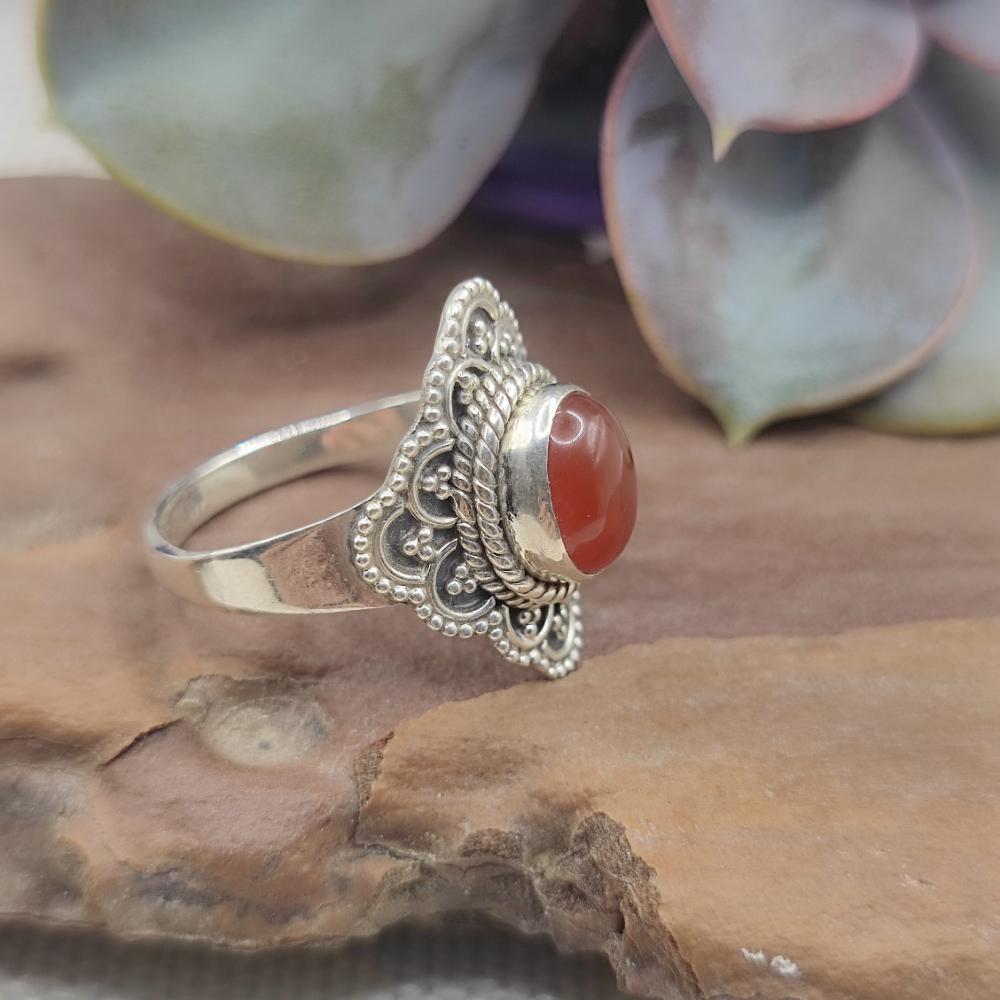 Anello etnico in argento 925 con pietra - BETHAMCHERLA