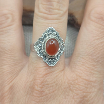 Anello etnico in argento 925 con pietra - BETHAMCHERLA