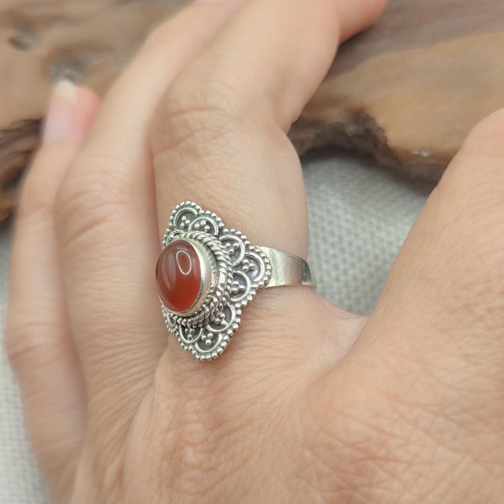 Anello etnico in argento 925 con pietra - BETHAMCHERLA