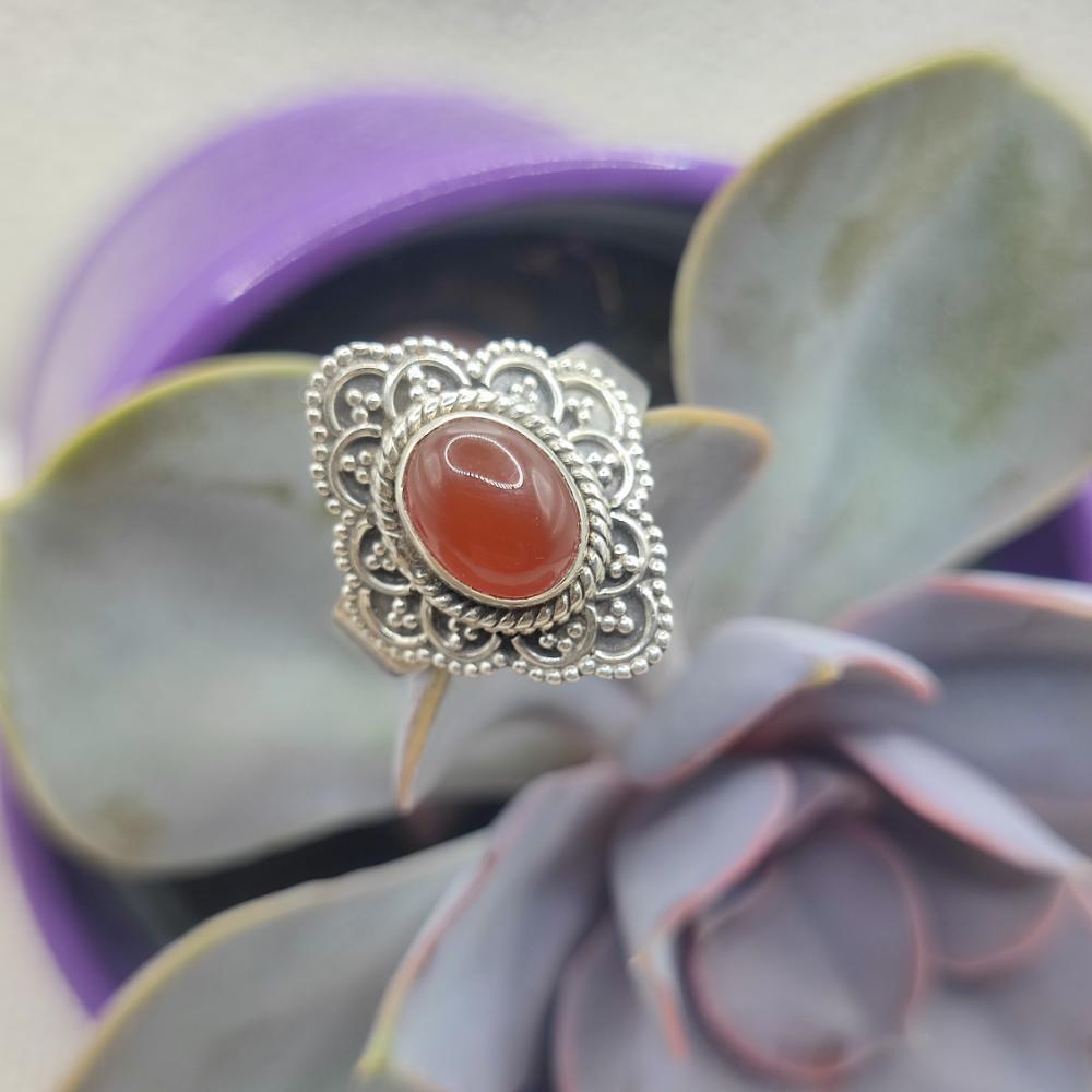 Anello etnico in argento 925 con pietra - BETHAMCHERLA