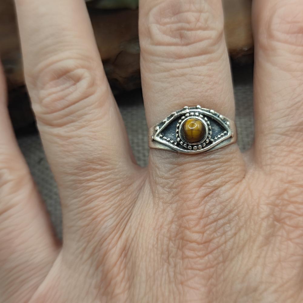 Anello etnico in argento 925 con pietra - NANDYALA