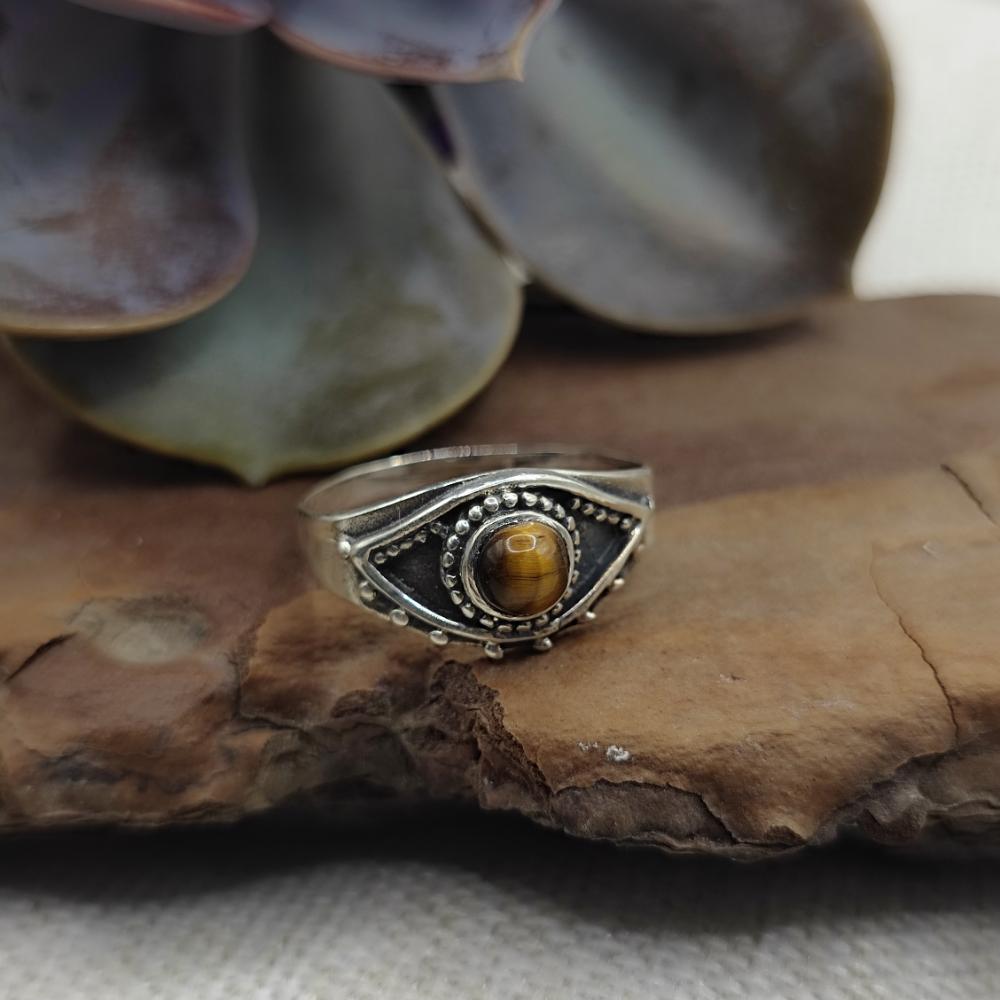 Anello etnico in argento 925 con pietra - NANDYALA