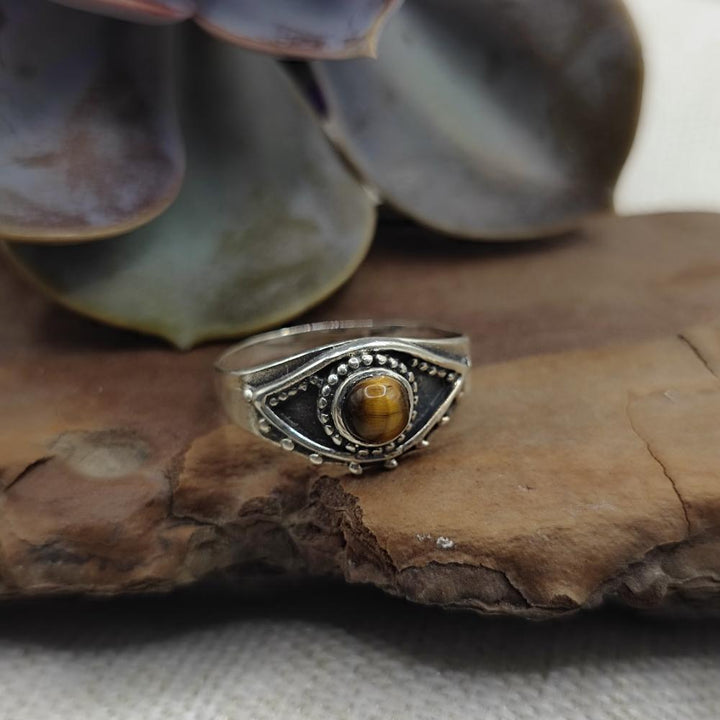 Anello etnico in argento 925 con pietra - NANDYALA