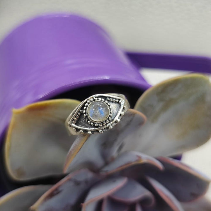 Anello etnico in argento 925 con pietra - NANDYALA