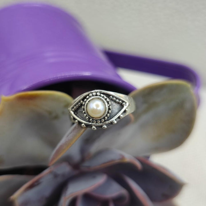 Anello etnico in argento 925 con pietra - NANDYALA