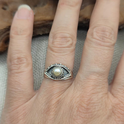 Anello etnico in argento 925 con pietra - NANDYALA