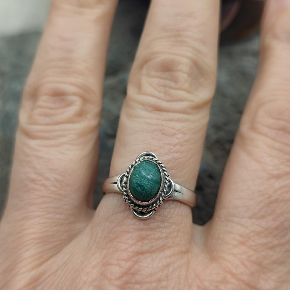 Anello etnico in argento 925 radice di smeraldo - ZULEYRA
