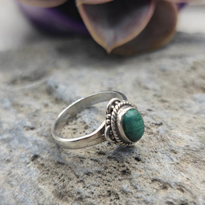 Anello etnico in argento 925 radice di smeraldo - ZULEYRA