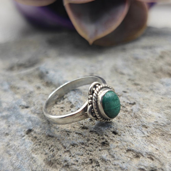 Anello etnico in argento 925 radice di smeraldo - ZULEYRA