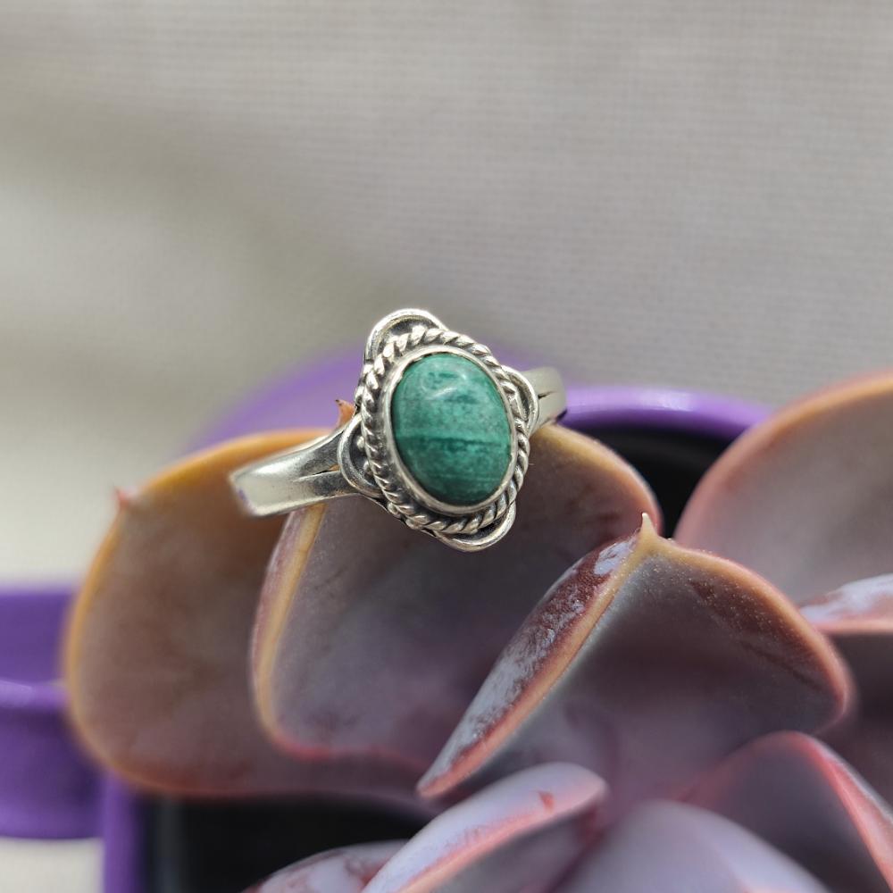 Anello etnico in argento 925 radice di smeraldo - ZULEYRA