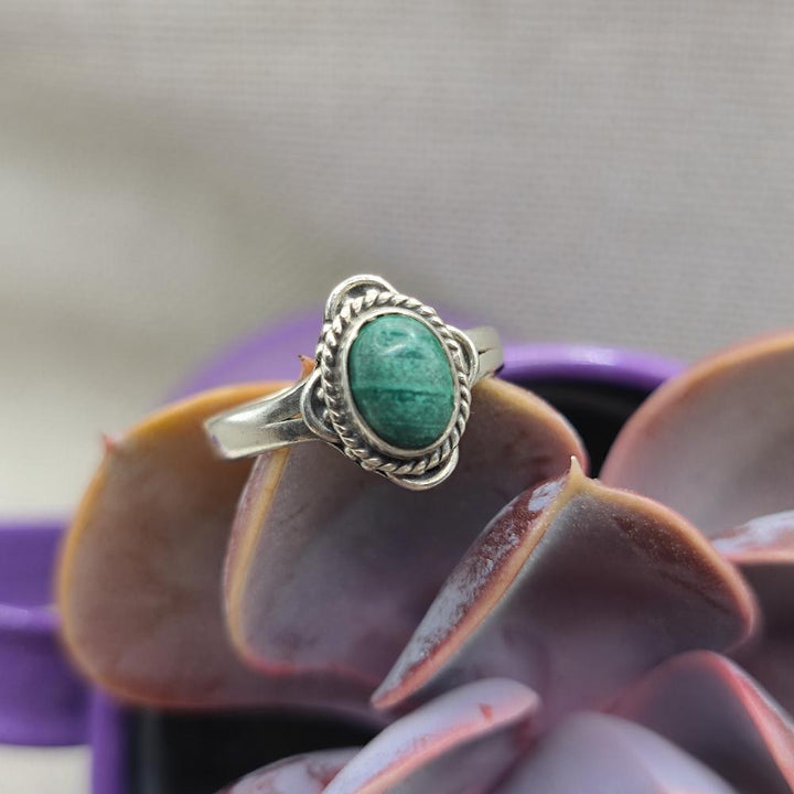 Anello etnico in argento 925 radice di smeraldo - ZULEYRA