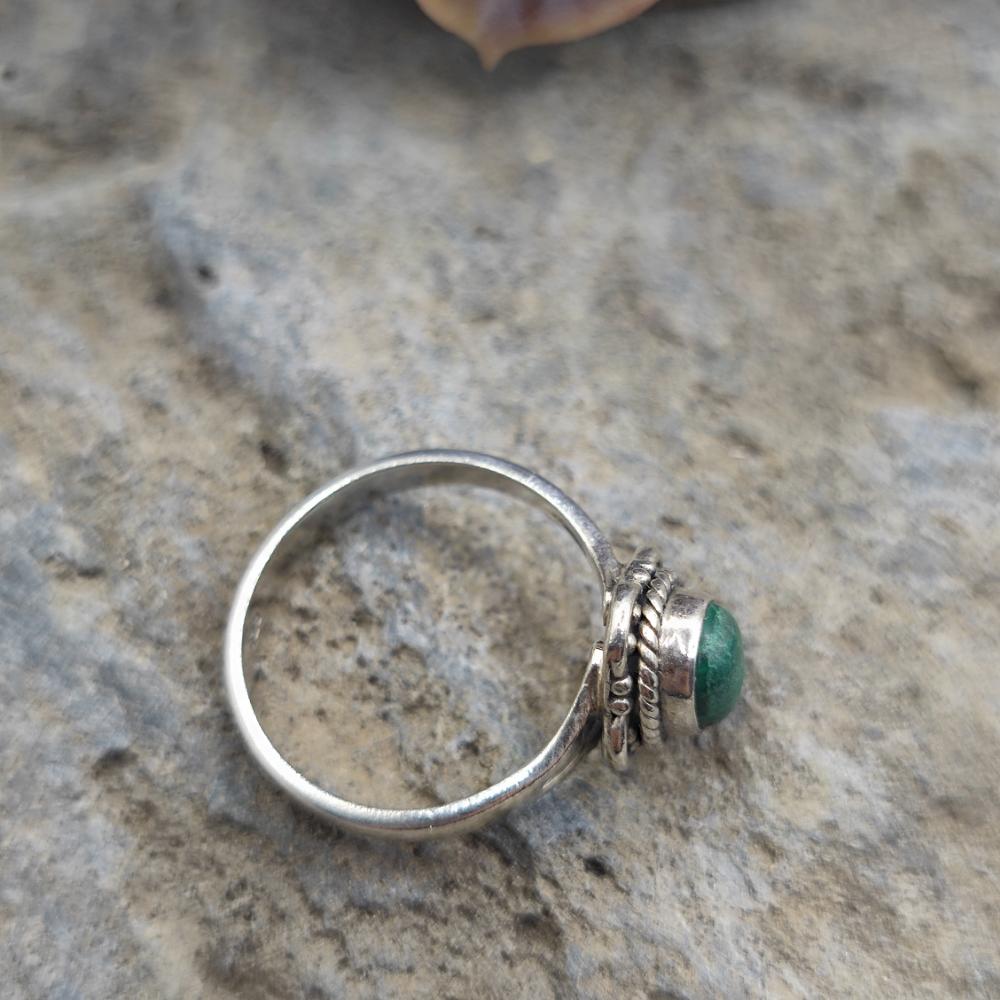 Anello etnico in argento 925 radice di smeraldo - ZULEYRA