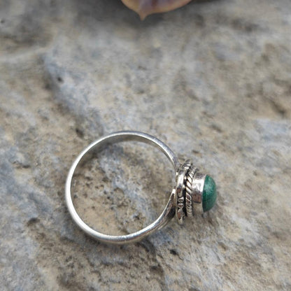 Anello etnico in argento 925 radice di smeraldo - ZULEYRA