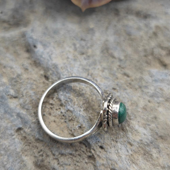 Anello etnico in argento 925 radice di smeraldo - ZULEYRA