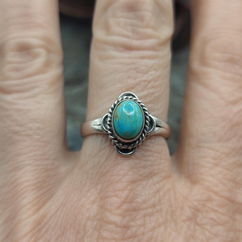 Anello etnico in argento 925 turchese - ZULEYRA