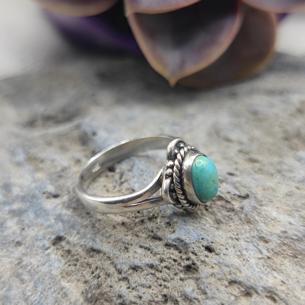 Anello etnico in argento 925 turchese - ZULEYRA