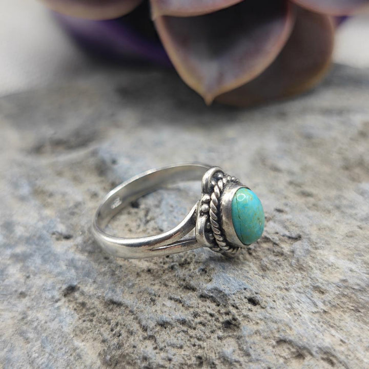 Anello etnico in argento 925 turchese - ZULEYRA