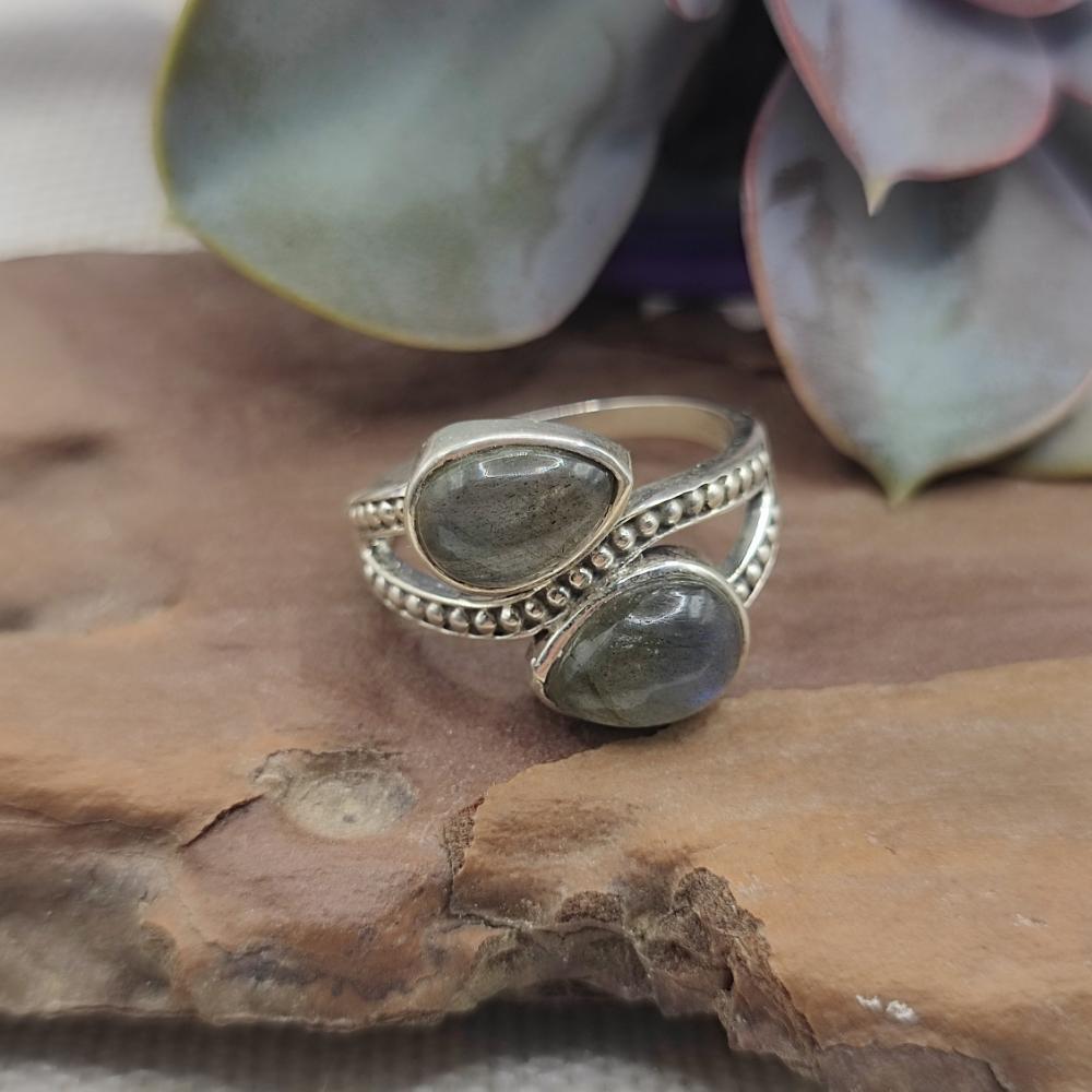 Anello etnico in argento 925 con pietra - BHEEMUNIPATNAM