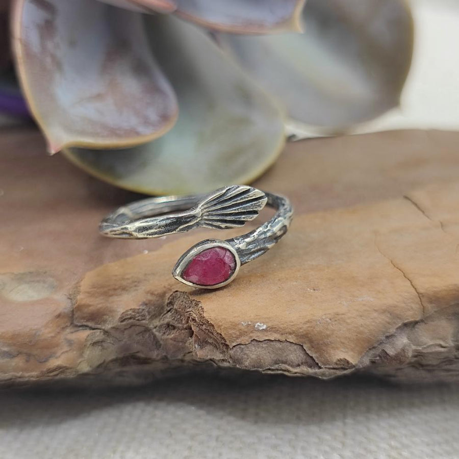 Anello etnico in argento 925 con pietra - HINDUPUR