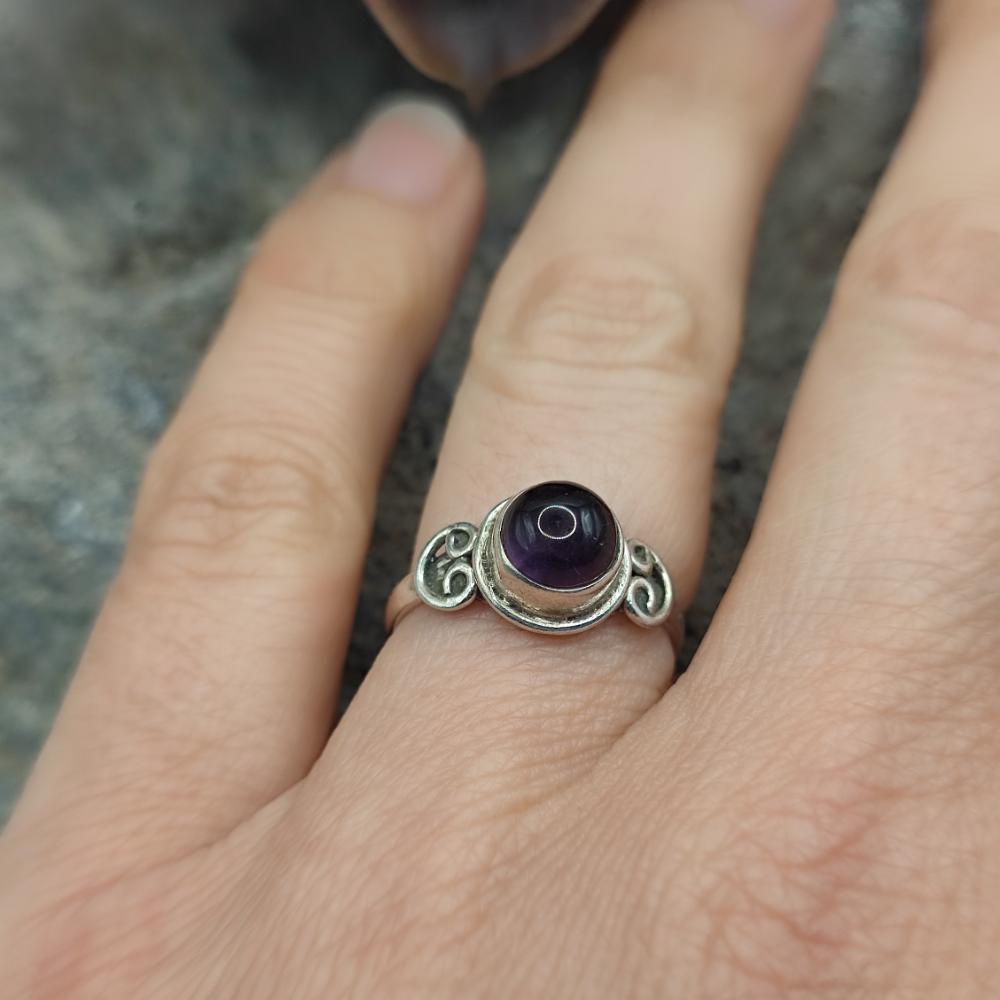 Anello etnico in argento 925 con ametista - SAMYRA