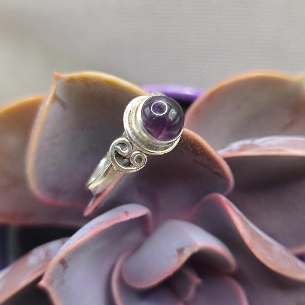 Anello etnico in argento 925 con ametista - SAMYRA