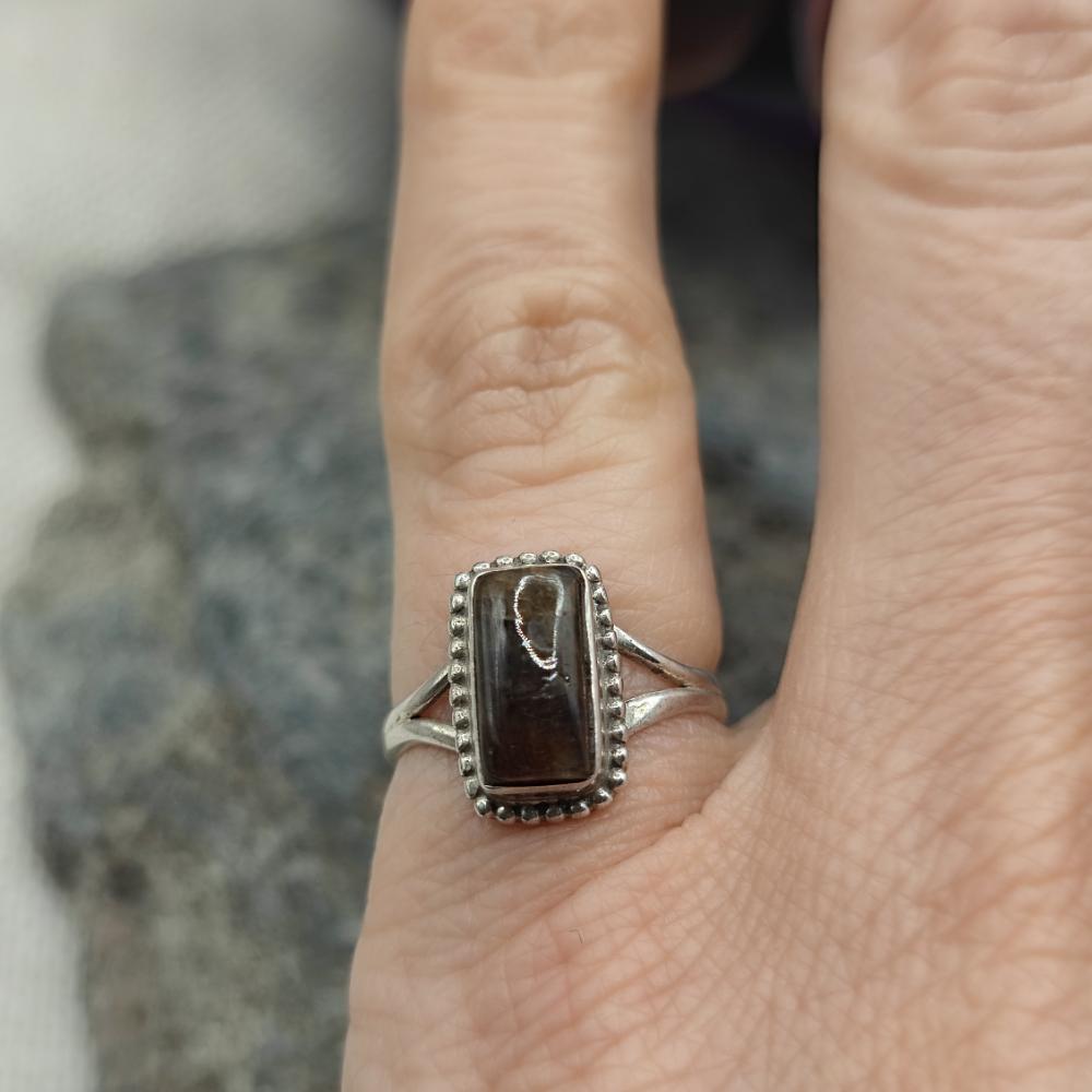 Anello etnico in argento 925 con bronzite - KAVITA