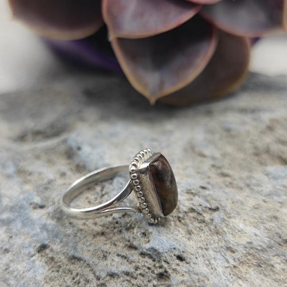 Anello etnico in argento 925 con bronzite - KAVITA