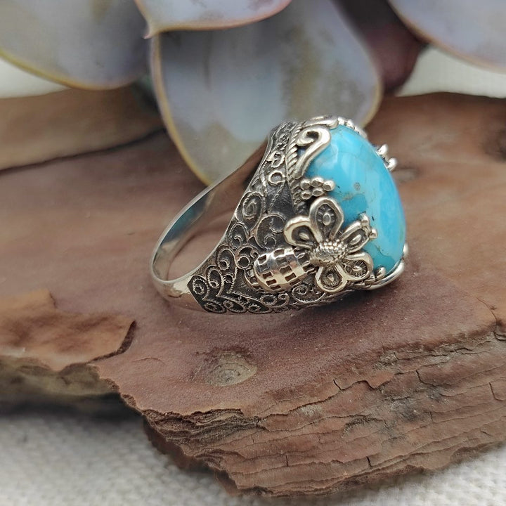 Anello etnico in argento 925 con pietra - KURMUN!