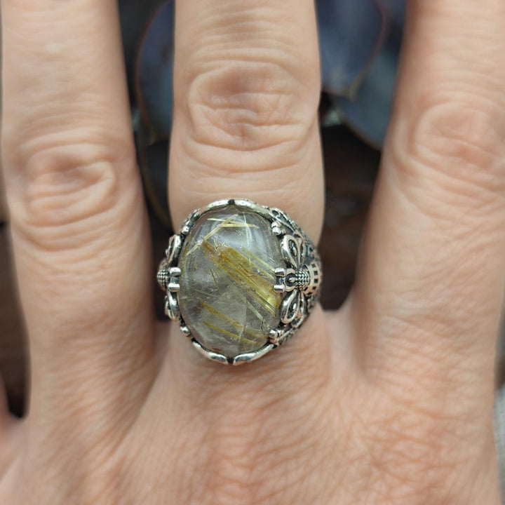 Anello etnico in argento 925 con pietra - KURMUN