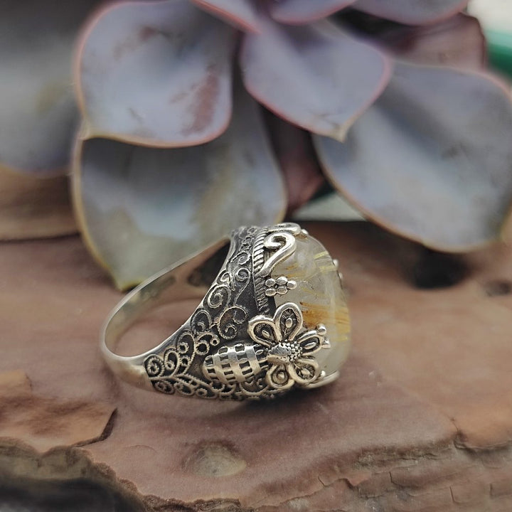 Anello etnico in argento 925 con pietra - KURMUN