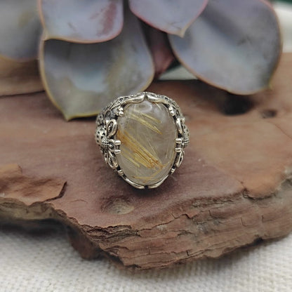 Anello etnico in argento 925 con pietra - KURMUN