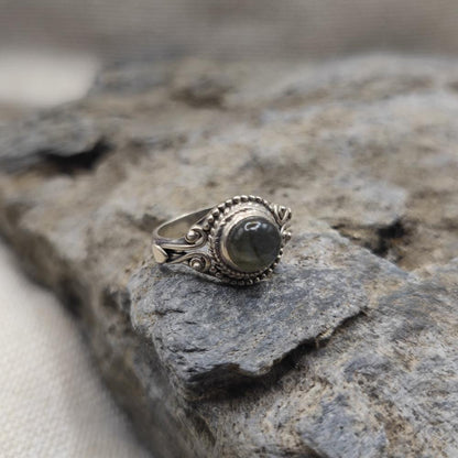 Anello etnico in argento 925 labradorite - ESHARA